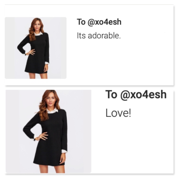 Faux Undershirt Black Textured Mini A-Line Dress - Picture 8 of 8